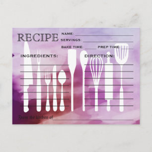 Carte Recette Rétro Aquarelle Outils de cuisine