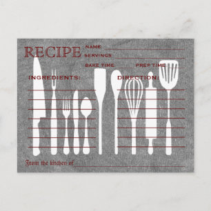 Carte Recette Retro Tableau noir Outils de cuisine