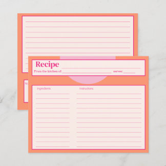 Carte Recette rose et orange