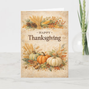 Carte Récolte Automnale Rustique Joyeux Thanksgiving