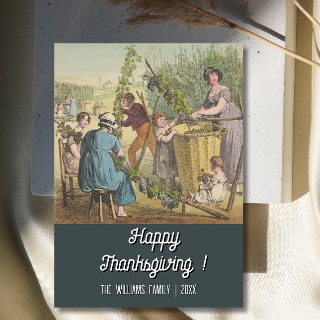 Carte Récolte classique de raisins de Bon thanksgiving V (Créateur téléchargé)