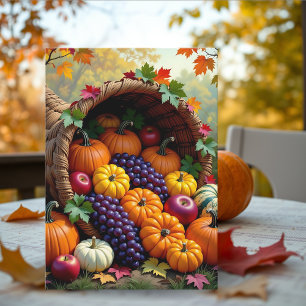 Carte Récolte d'automne et corne d'abondance des bénédic