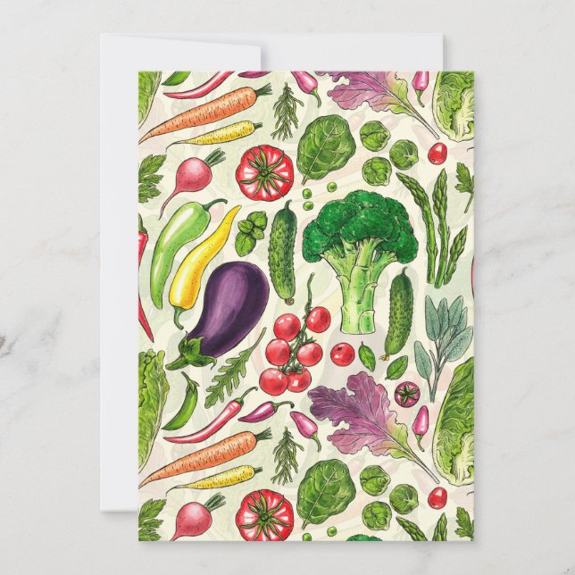 Carte Récolte de légumes et d'herbes sur le blanc (Devant)