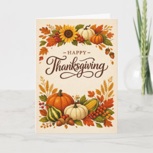 Carte Récolte rustique d'automne Joyeux Thanksgiving