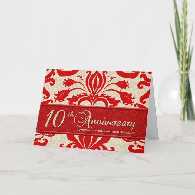 Carte Red 10th Anniversary Business Greeting (Devant)