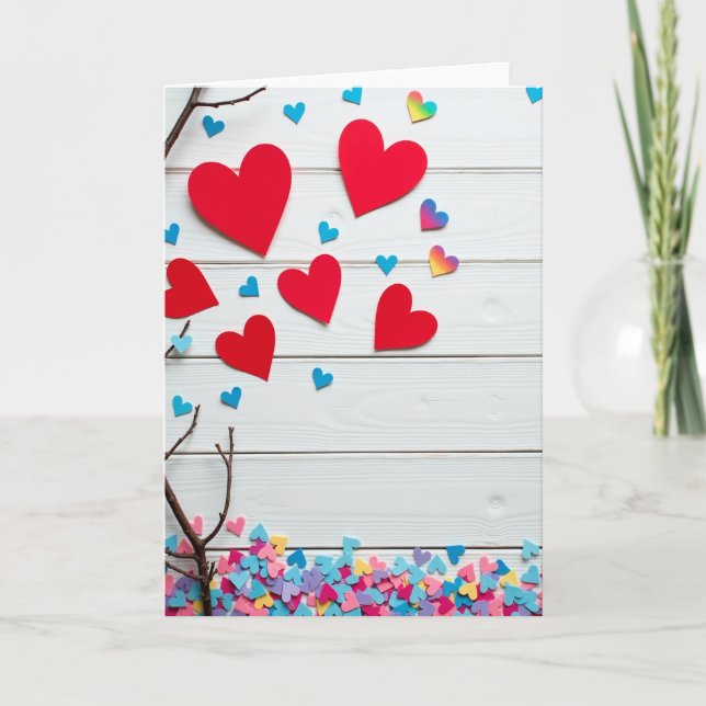 Carte Red And Blue Heart Pattern Card (Devant)