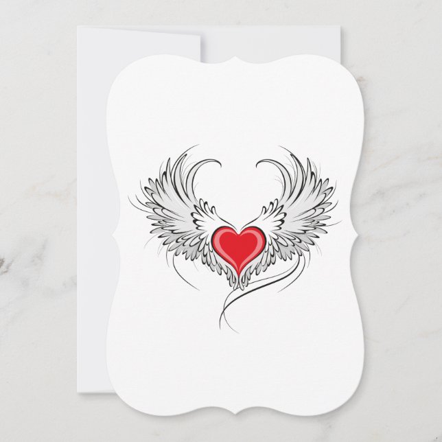 Carte Red Angel Coeur avec ailes (Devant)