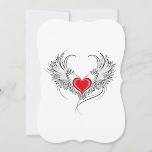 Carte Red Angel Coeur avec ailes