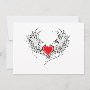 Carte Red Angel Coeur avec ailes