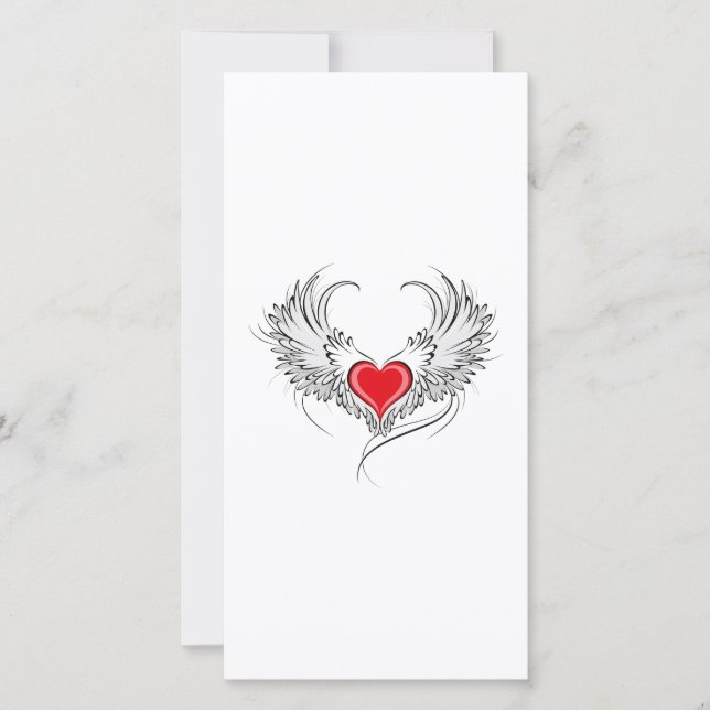 Carte Red Angel Coeur avec ailes (Devant)