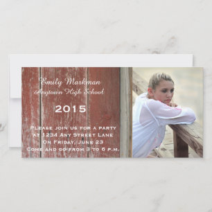 Carte Red Barn Wood Photo Graduation Party