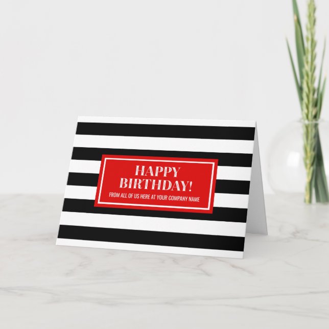 Carte Red Black Stripes Business De Groupe Anniversaire (Devant)
