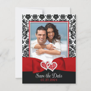 Carte Red, Black, White Love Hearts Photo Enregistrer la