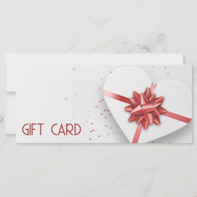 Carte Red Bow Belle boîte à cadeaux Coeur blanc (Devant)
