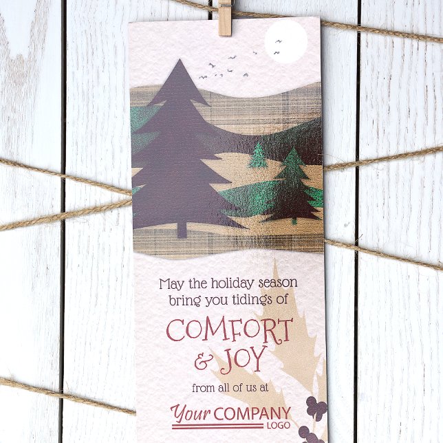 Carte Red, Burgundy, Green Company Christmas Cards (Personalized Rustic Brown Red Burgundy Forest Red Logo Company Holiday Christmas Cards Bulk Order)
