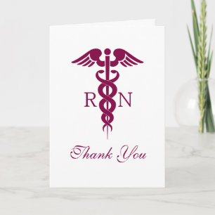 Carte Red Caduceus Nurse Graduate Merci