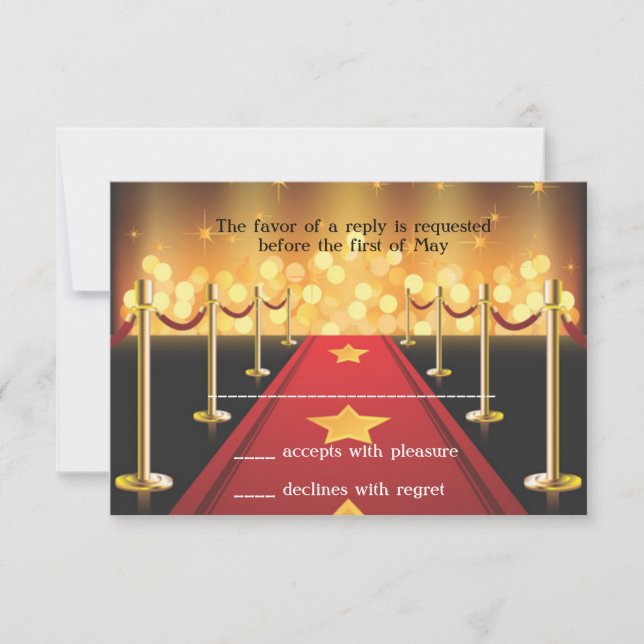 Carte Red Carpet Hollywood Sweet 16 RSVP (Devant)
