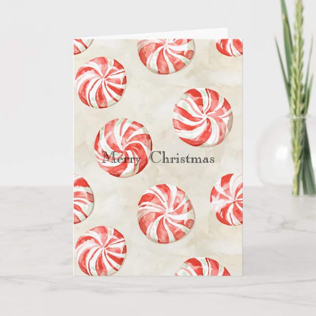 Carte Red Cream Peppermint Candy Christmas (Devant)