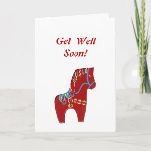 Carte Red Dala Horse Get Well Card