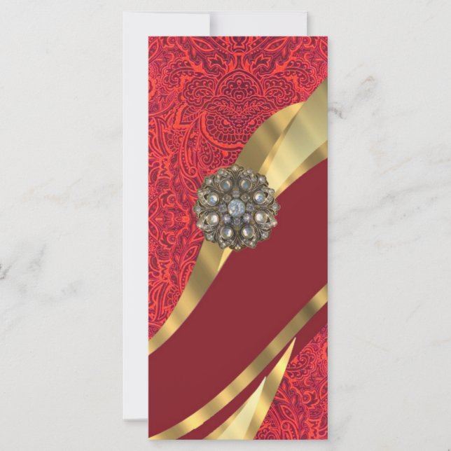 Carte Red damask & gold swirl (Devant)