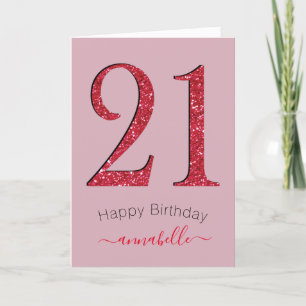 Carte Red & Damask Rose 21 Anniversaire