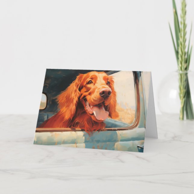 Carte Red Dog in Classic Truck Window Art Print (Devant)