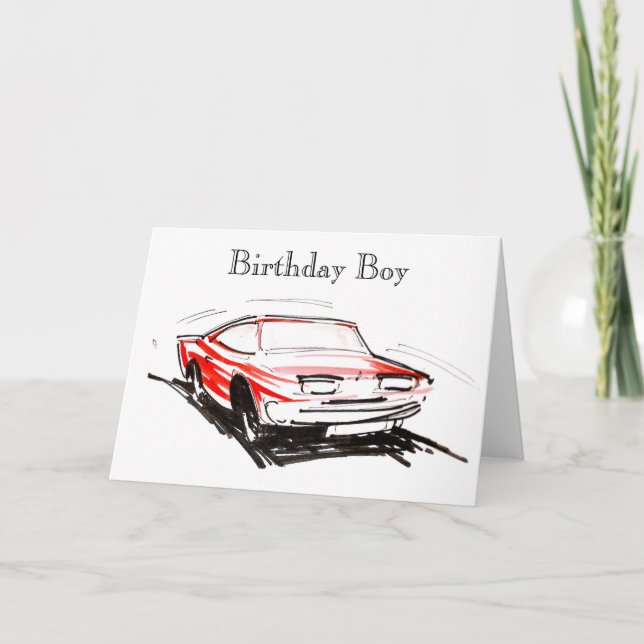 Carte Red Fast Car Birthday Boy Card (Devant)