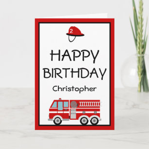 Carte Red Fire Engine et Casquette Anniversaire
