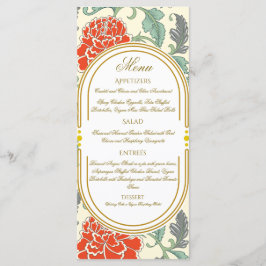 Carte Red Florals with Green Leaves