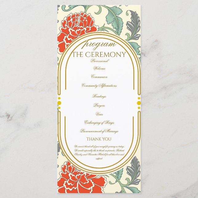 Carte Red Florals with Green Leaves (Devant)