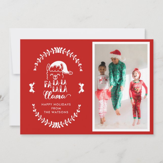 Carte Red Funny Llama Christmas Dit Vacances Photo (Devant)