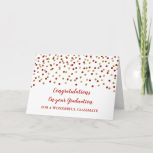 Carte Red Gold Classmate Félicitations Graduation