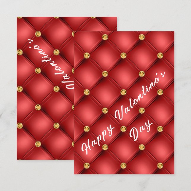Carte Red Gold Gemstone Valentine's Day Card (Devant / Derrière)