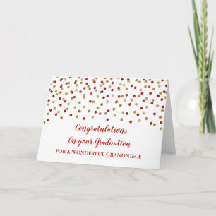 Carte Red Gold Grandniece Félicitations Graduation