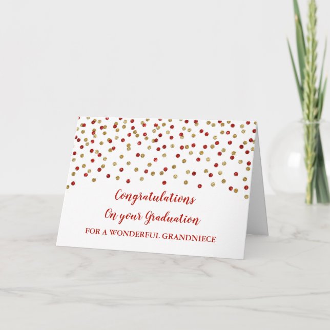 Carte Red Gold Grandniece Félicitations Graduation (Devant)