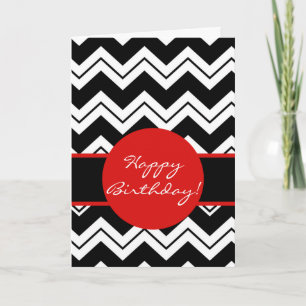 Carte Red Graphic noir & blanc Zizzag Chevron Anniversai