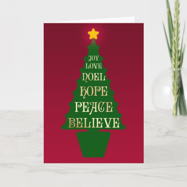 Carte Red, Green, Gold Christmas Tree Card (Devant)