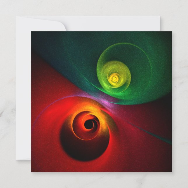 Carte Red Green Yin Yang Moderne Motif d'art Abstrait #2 (Devant)