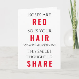 Carte Red Hair Bad Poetry Day mignon sourire