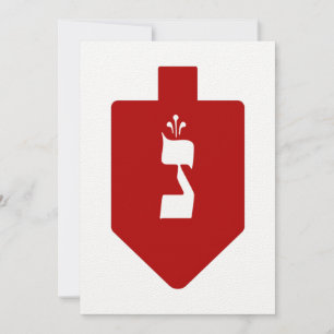 Carte Red Hanoukka Dreidel w. LETTRE HÉBRAÏQUE NUN