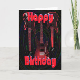 Carte Red Happy Birthday Guitars par Valxart