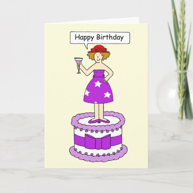 Carte Red Hat Lady Happy Birthday (Devant)