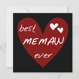 Carte Red Heart Best Memaw Ever T-shirts et cadeaux