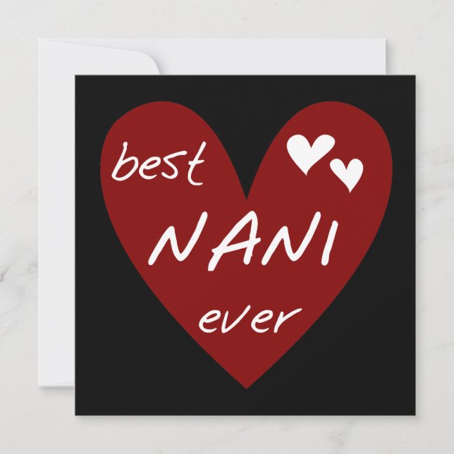 Carte Red Heart Best Nani T-shirts et GIfts Ever (Devant)