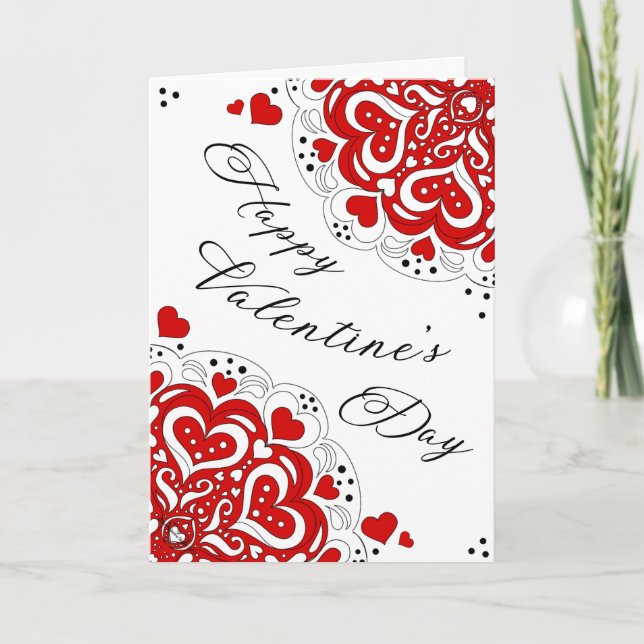 Carte Red Heart Doily Valentine's Day Card (Devant)