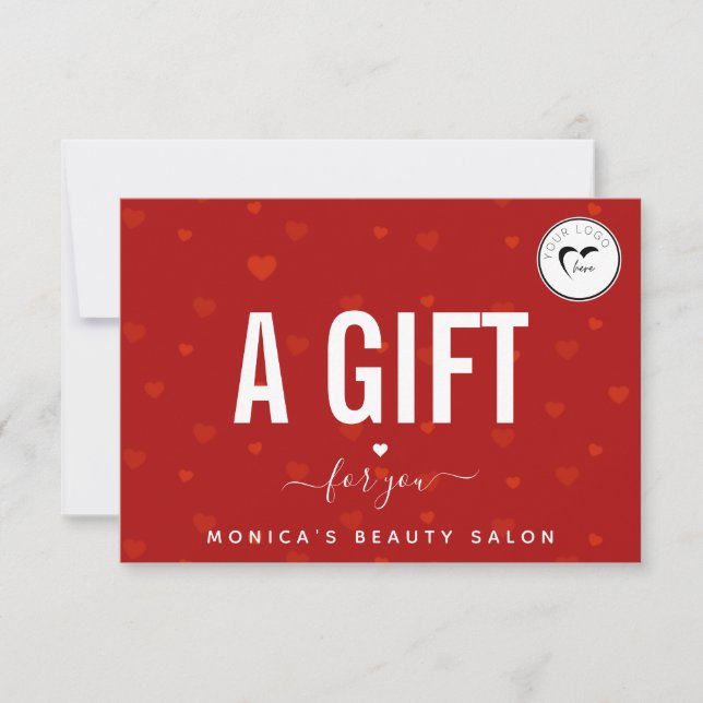 Carte Red Heart Motif & Logo Saint Valentin Romantique (Devant)