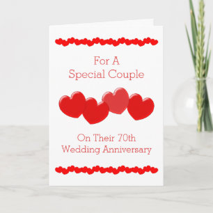 Carte Red Hearts - 70e anniversaire de Mariage personnal