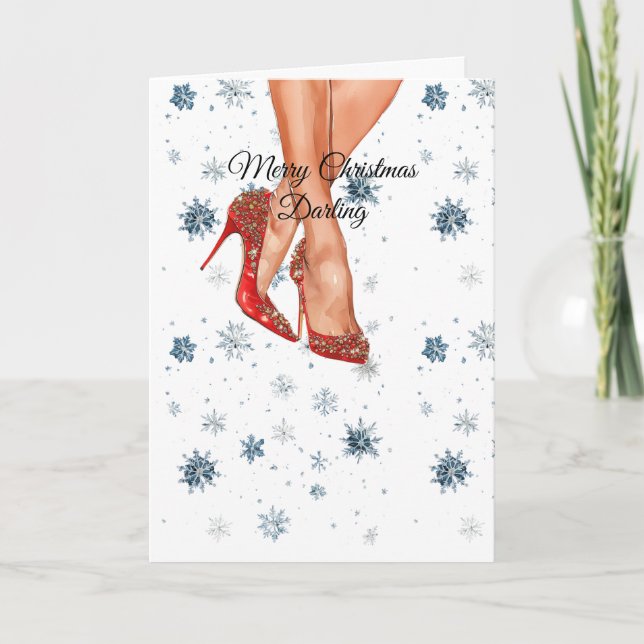 Carte Red High Heels Female Legs Christmas (Devant)