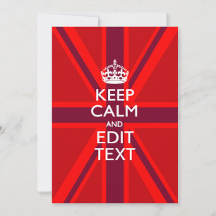 Carte Red Keep Calm And Your Text on Union Jack Flag