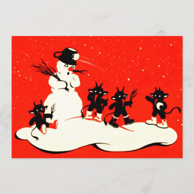 Carte Red Krampus Snowball combat Snowman (Devant)
